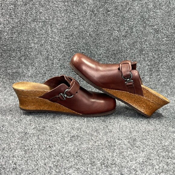 Papillio By Birkenstock Dana Wedge Clogs Women's 8 Brown Leather Slip On Sandals - Picture 8 of 13